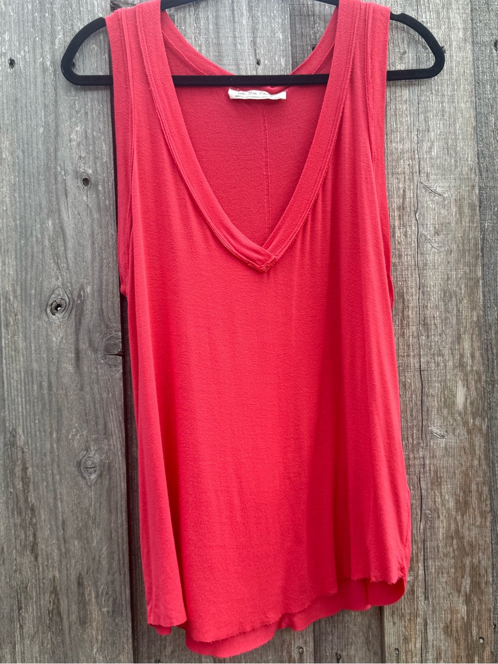 Free People We The Free Deep V Oversized Tank Top Medium Pink Coral